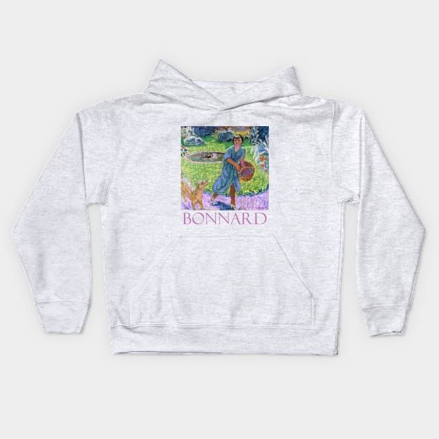 Girl Playing with a Dog by Pierre Bonnard Kids Hoodie by Naves